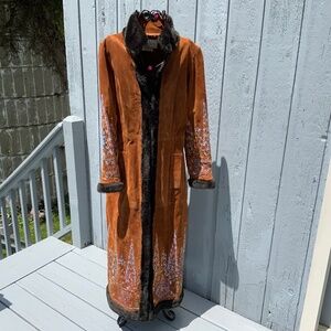 Margaret Godfrey Embroidered SouthWestern Style Suede Leather Coat (Size 8)